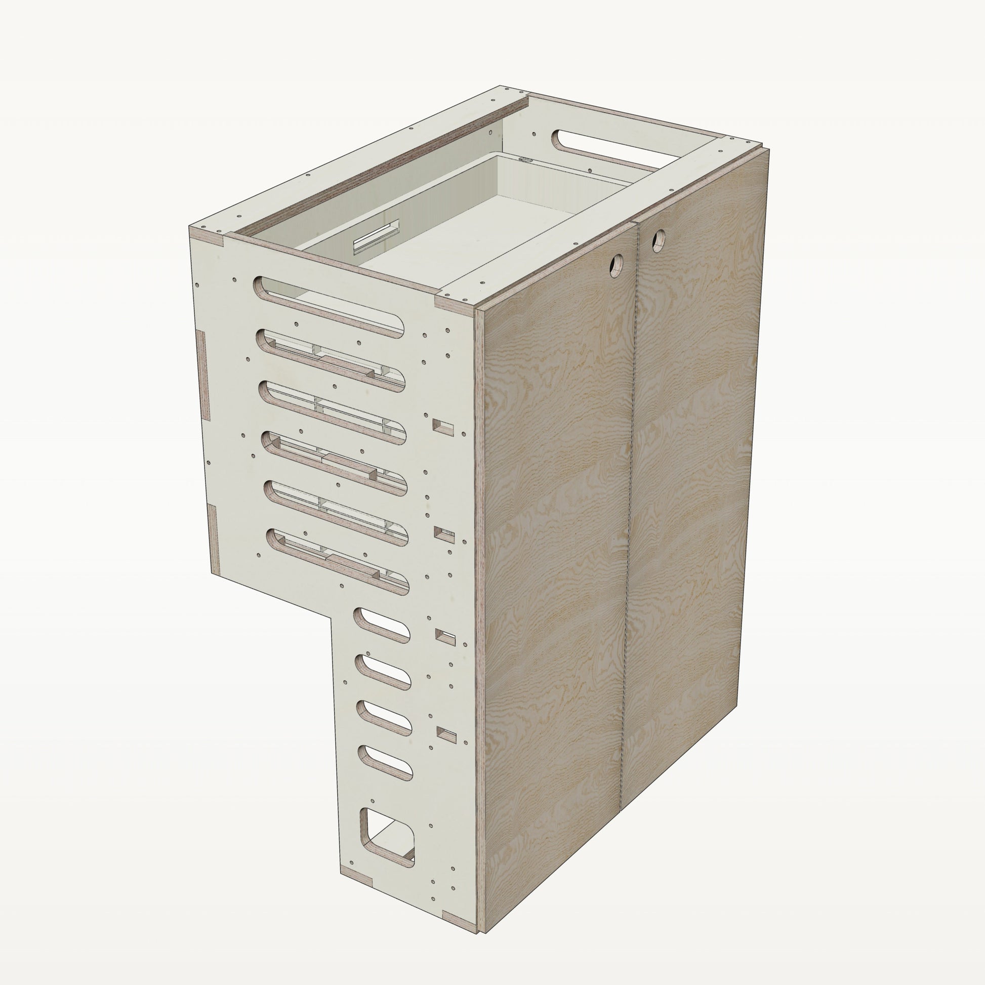 Unterschrank Euroboxen Breit mit Radkasten-Aussparung - Material_esche
