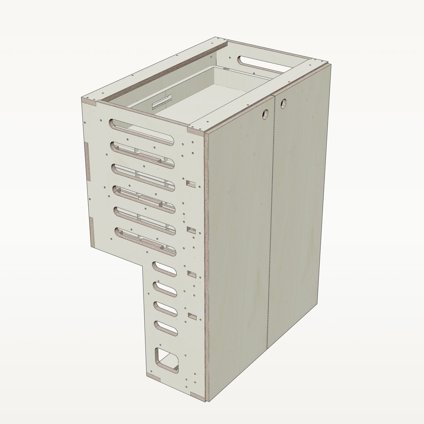 Unterschrank Euroboxen Breit mit Radkasten-Aussparung - Material_pappel
