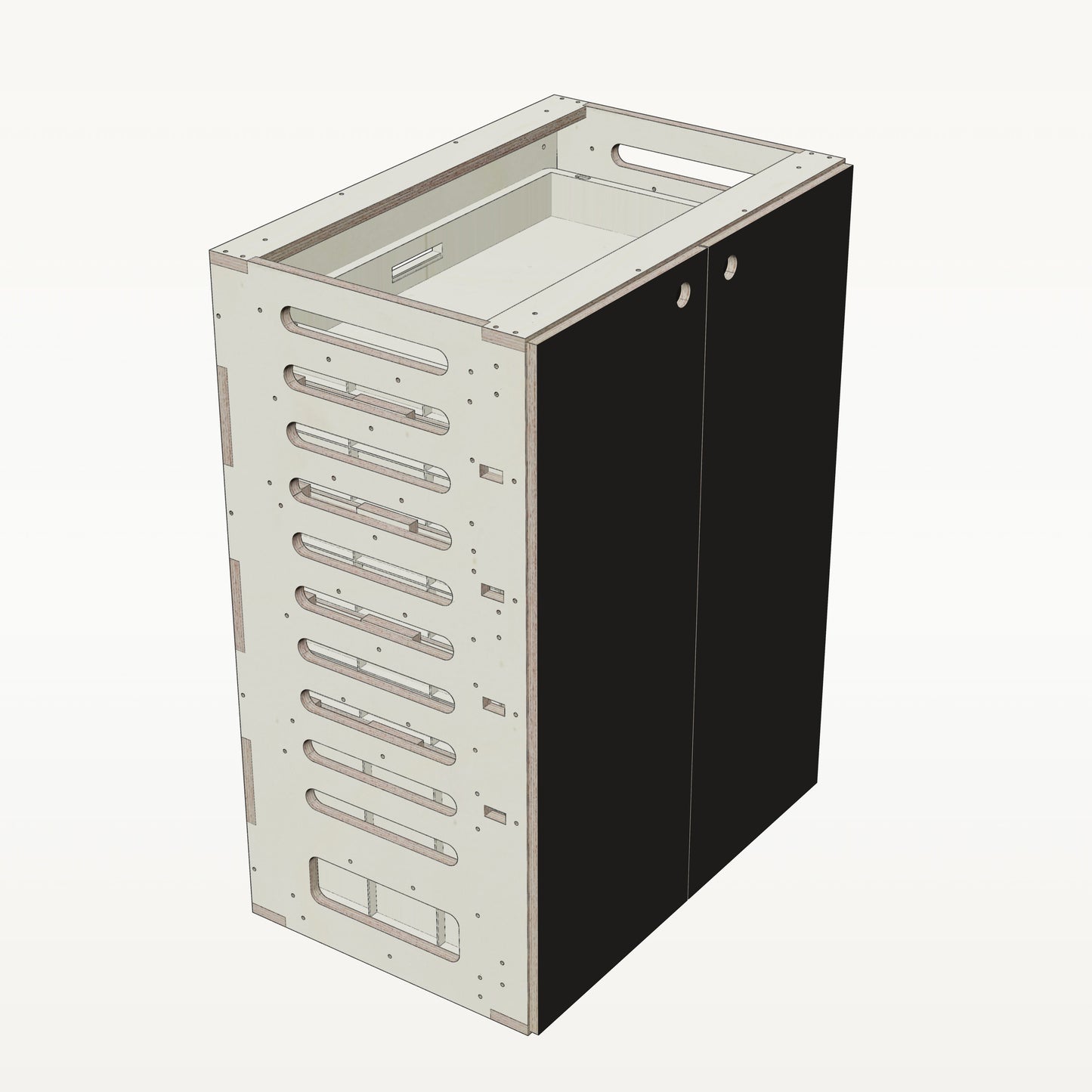 Unterschrank Euroboxen Breit - Material_schwarz