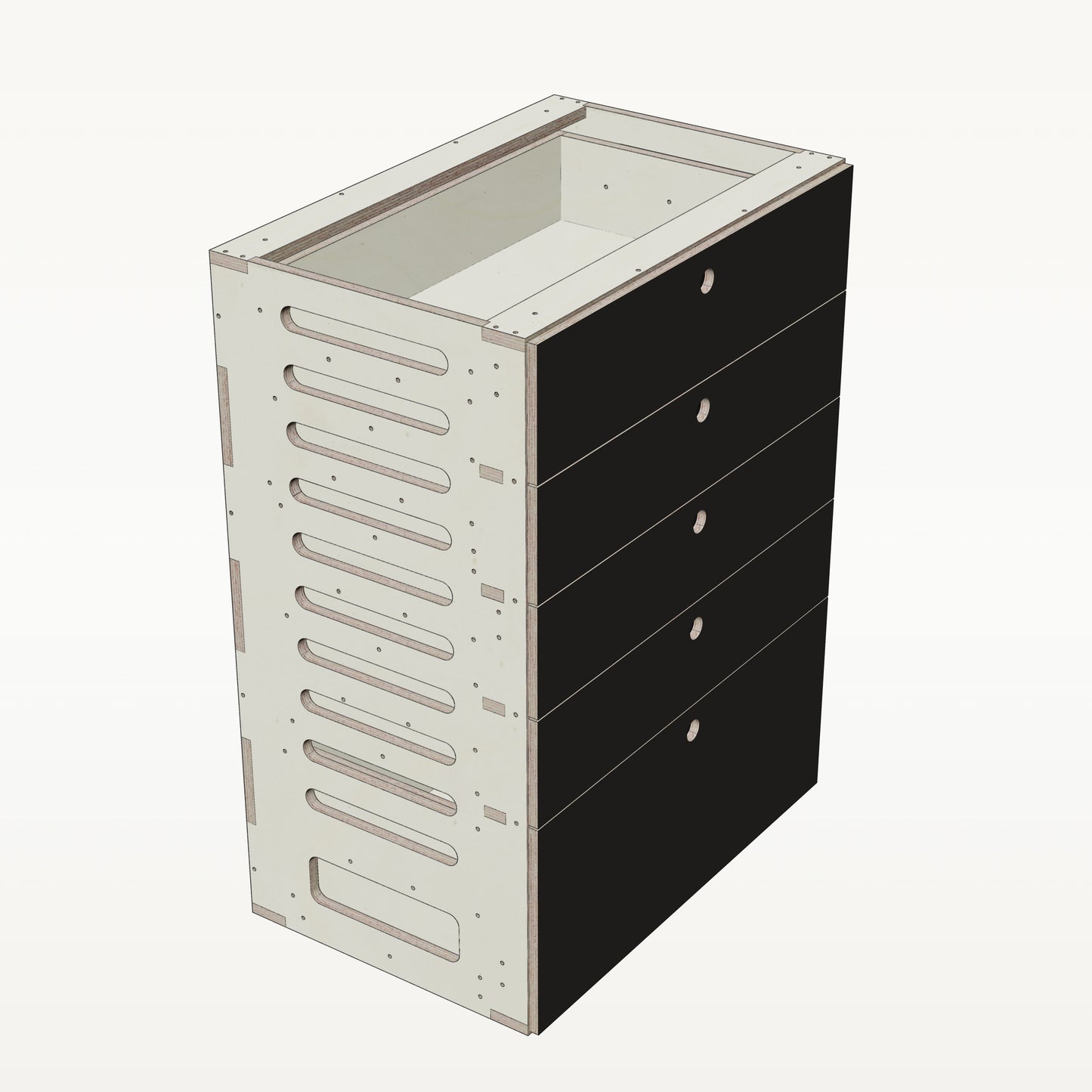 Unterschrank Schubladen Breit - Material_schwarz