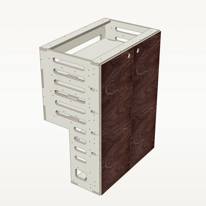 Unterschrank Fachboeden Breit mit Radkasten-Aussparung - Material_nussbaum