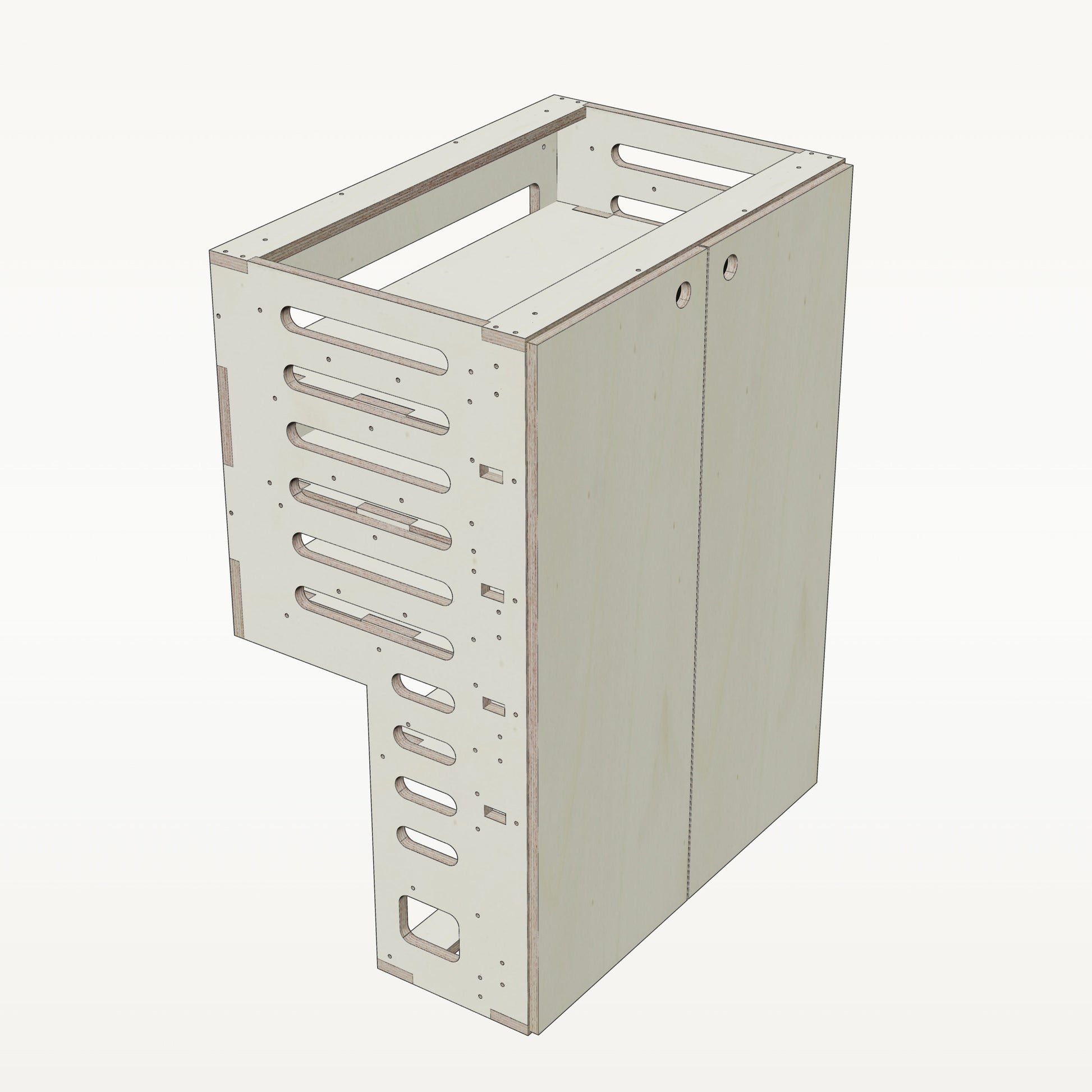 Unterschrank Fachboeden Breit mit Radkasten-Aussparung - Material_pappel