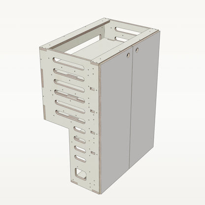 Unterschrank Fachboeden Breit mit Radkasten-Aussparung - Material_weiss