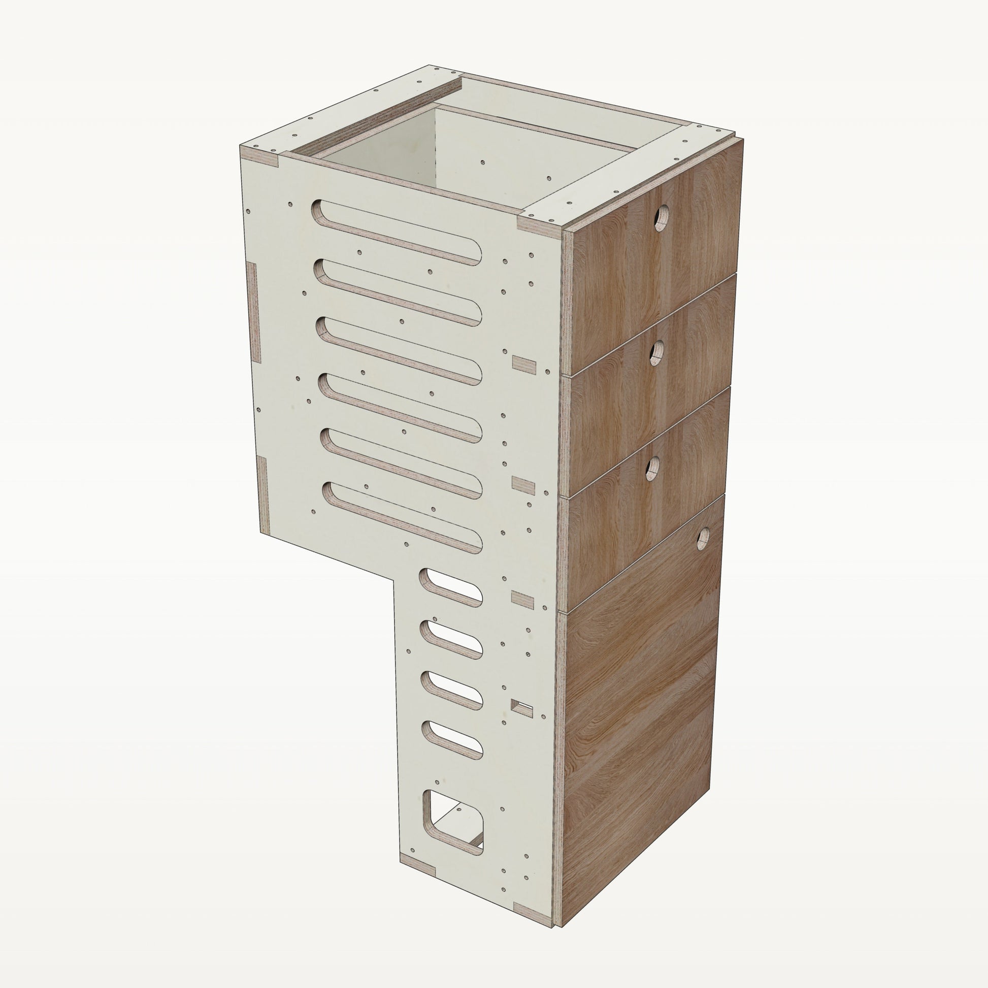 Unterschrank Schubladen Schmal mit Radkasten-Aussparung - Material_eiche