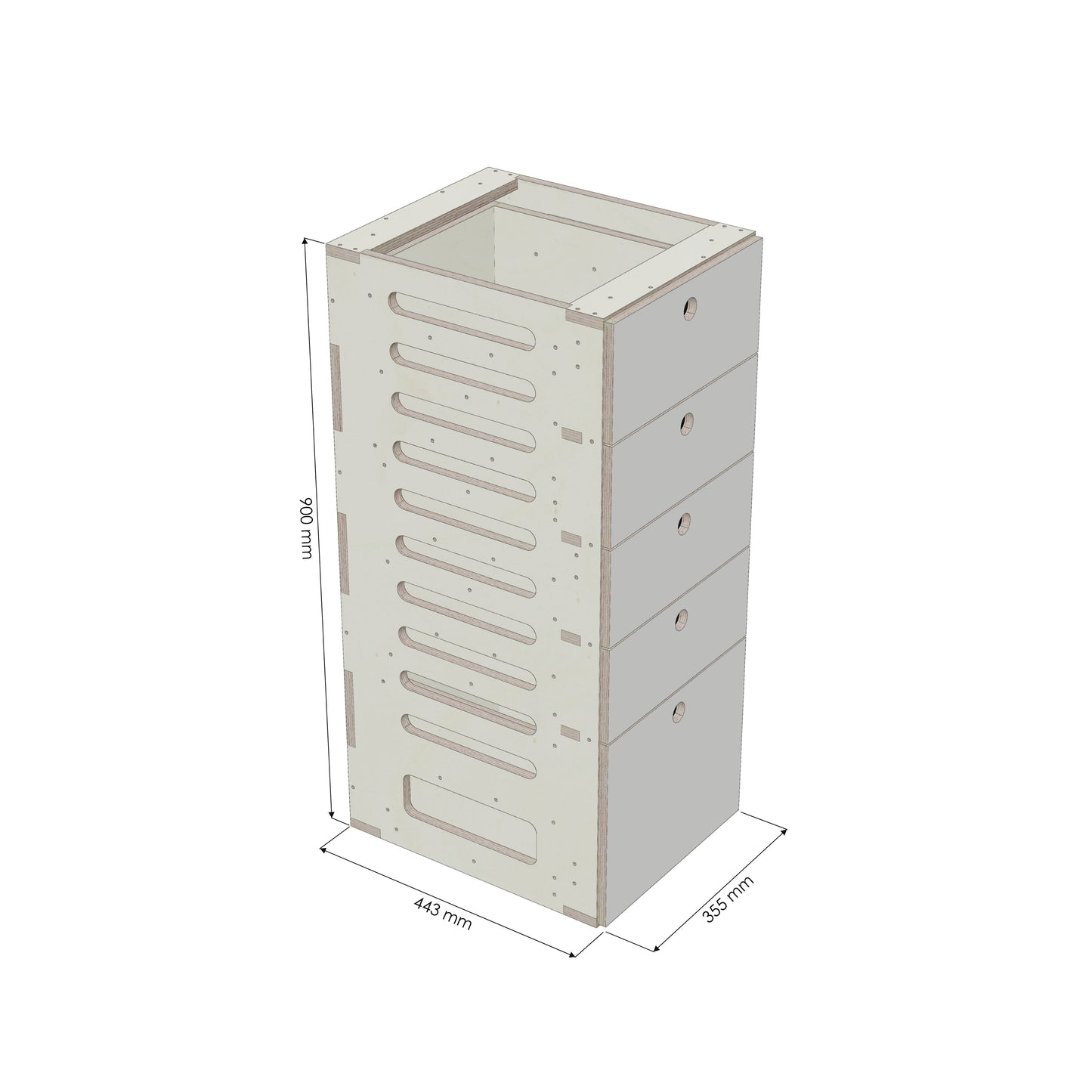 Unterschrank Schubladen Schmal - Rendering