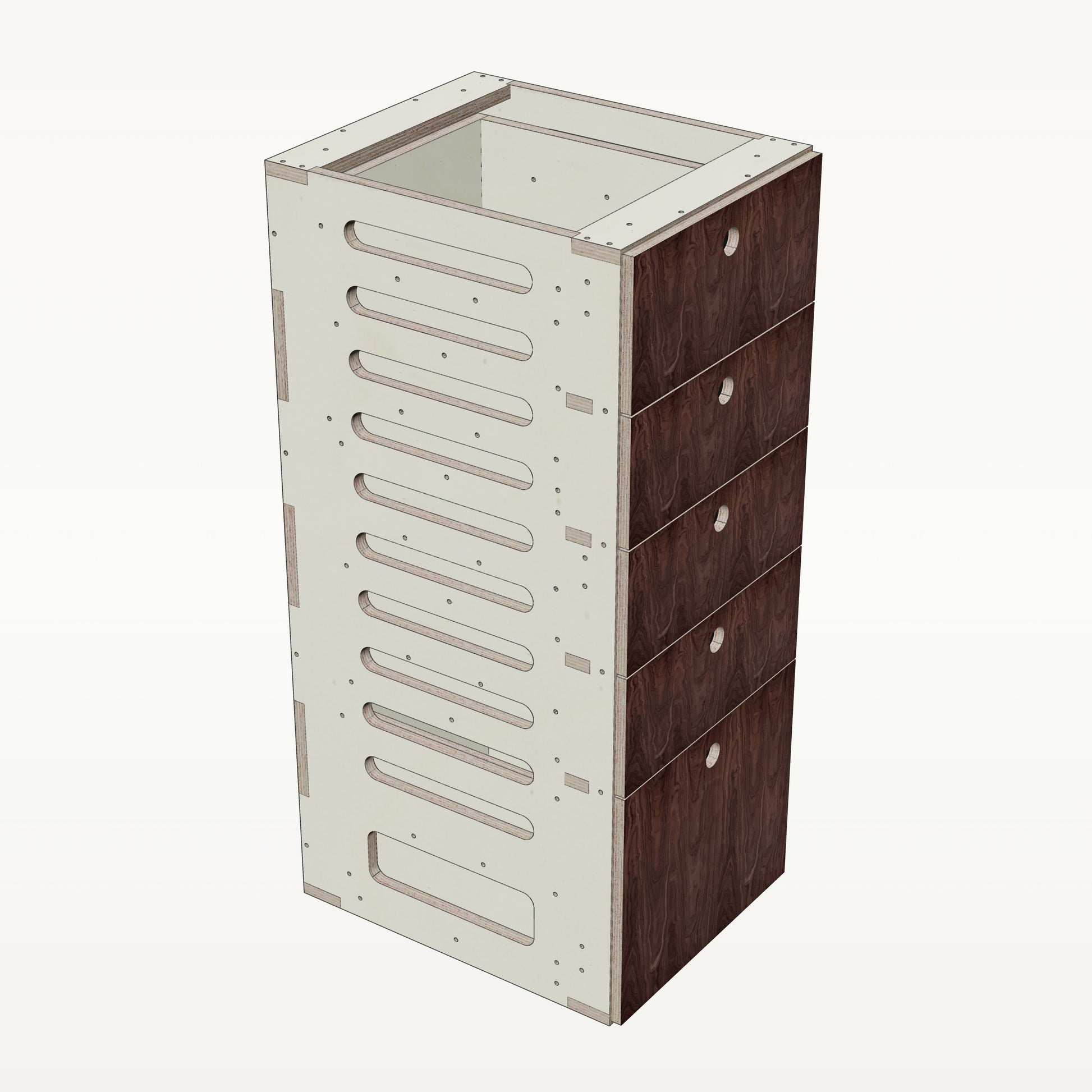 Unterschrank Schubladen Schmal - Material_nussbaum