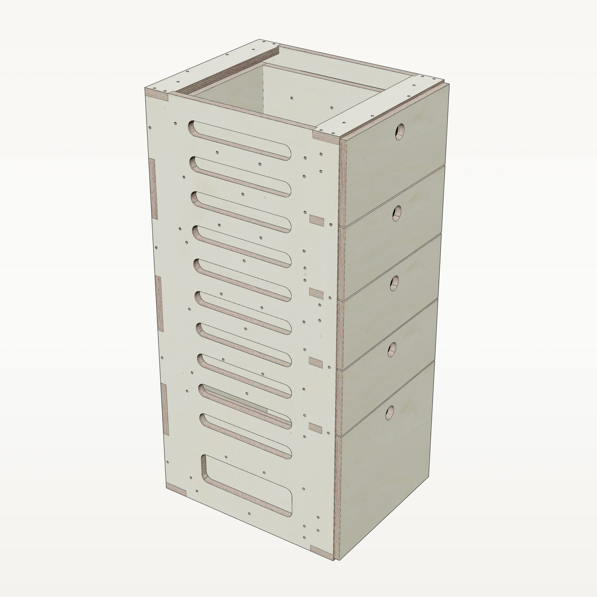 Unterschrank Schubladen Schmal - Material_pappel