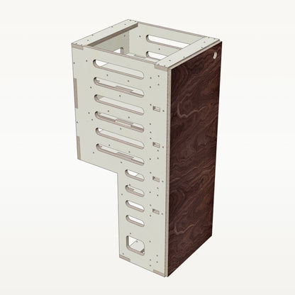 Unterschrank Fachboeden Schmal mit Radkasten-Aussparung - Material_nussbaum