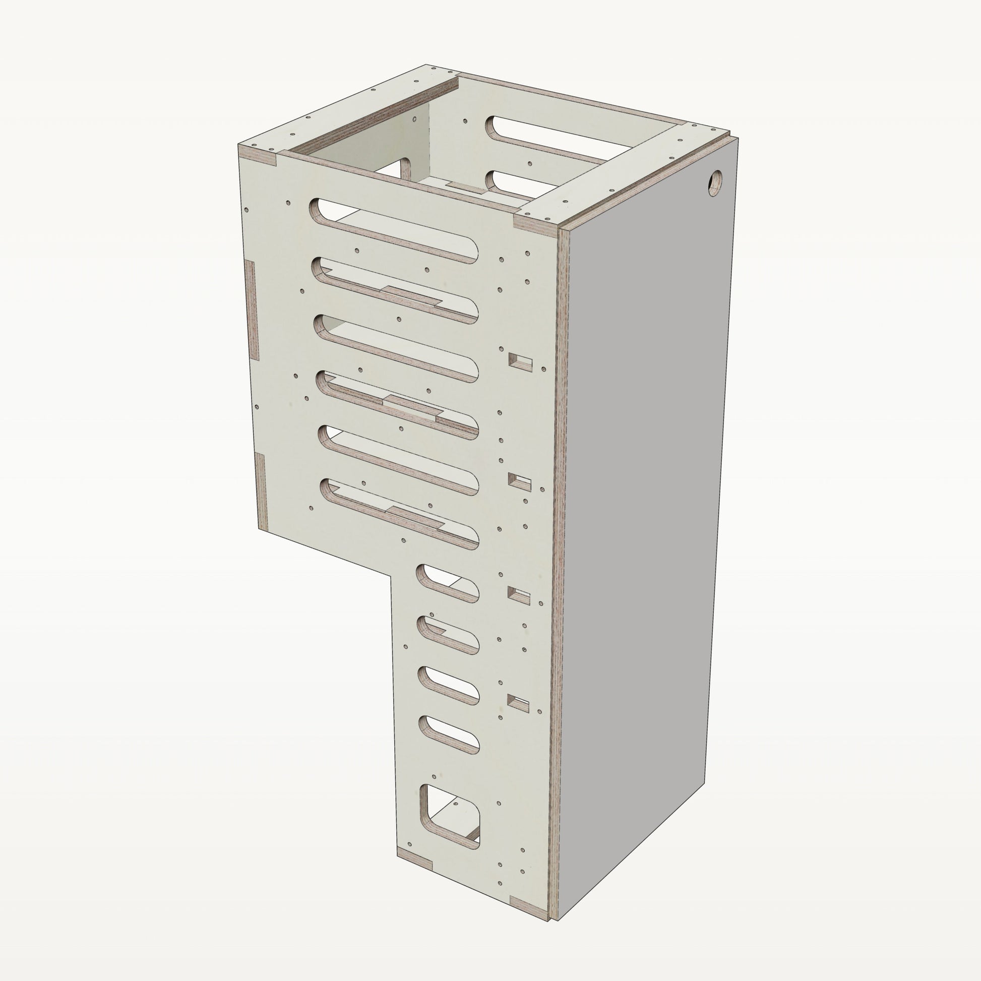 Unterschrank Fachboeden Schmal mit Radkasten-Aussparung - Material_weiss